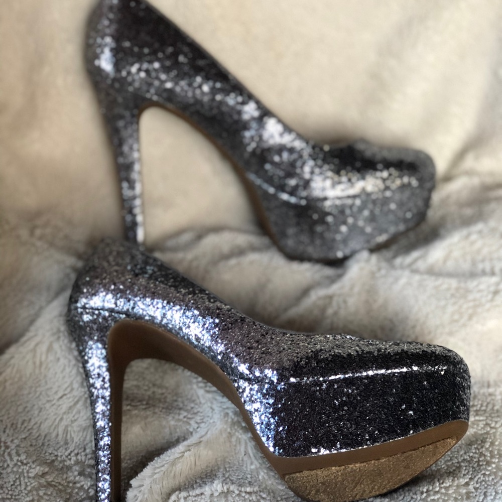 Gianni Bini Silver Sparkle Heels